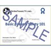 Basic Firearm Safety 101 Class - Certificate of Completion